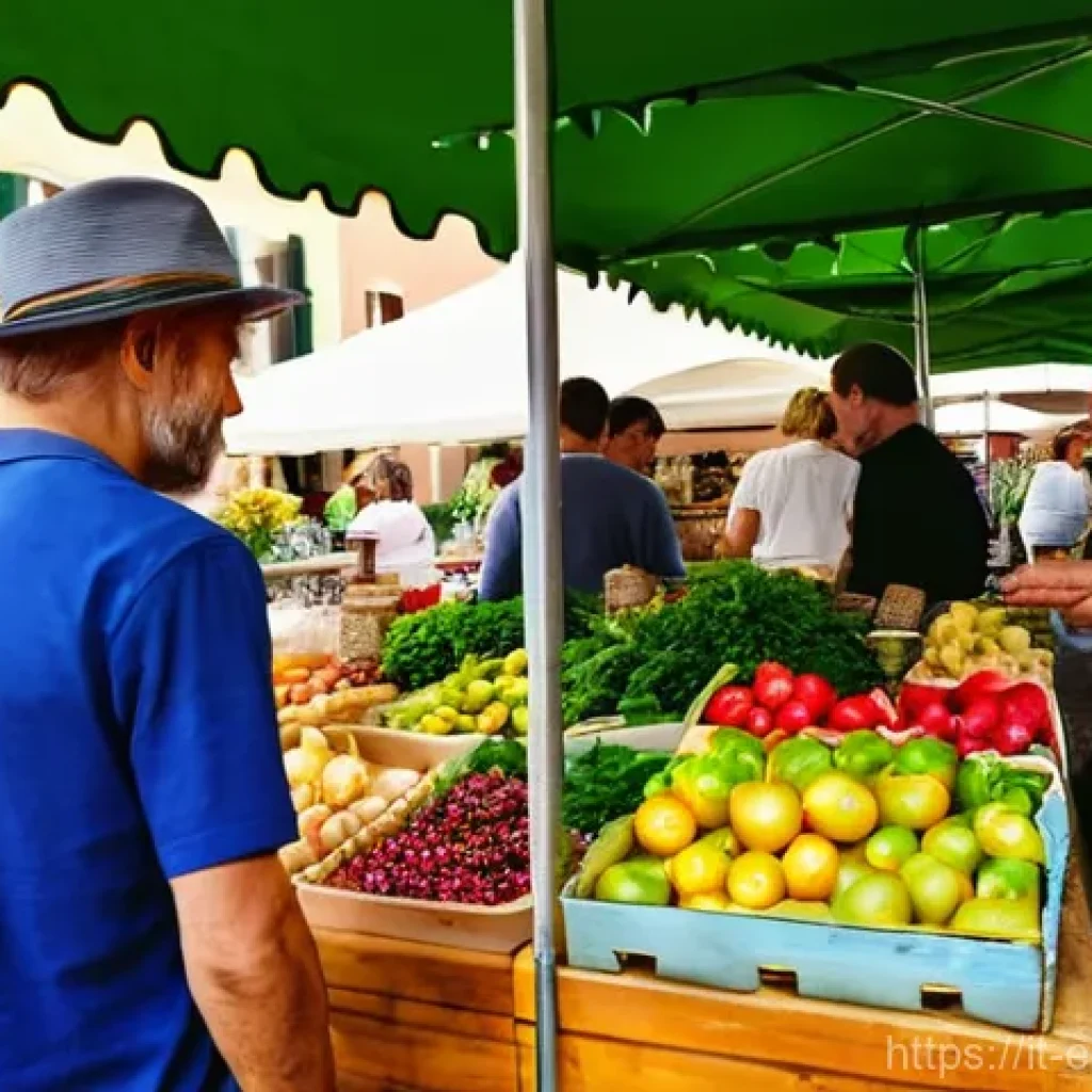 친환경 마케팅 자격증 취득 방법 - **Conscious Consumerism in an Italian Marketplace**
    A vibrant, sunlit outdoor market in a charmi...