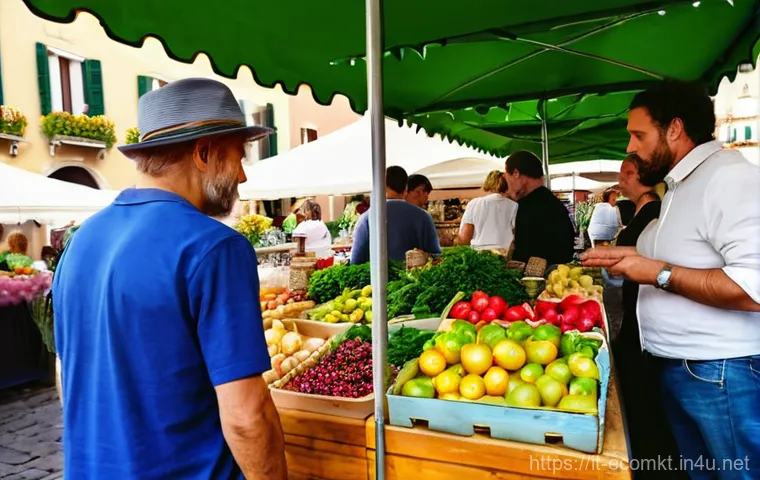 친환경 마케팅 자격증 취득 방법 - **Conscious Consumerism in an Italian Marketplace**
    A vibrant, sunlit outdoor market in a charmi...