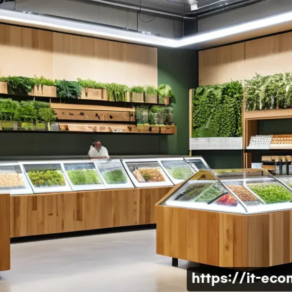 친환경 마케팅 분야 최신 이론 - A modern eco-friendly retail store interior in Italy, featuring natural wood and recycled materials ...