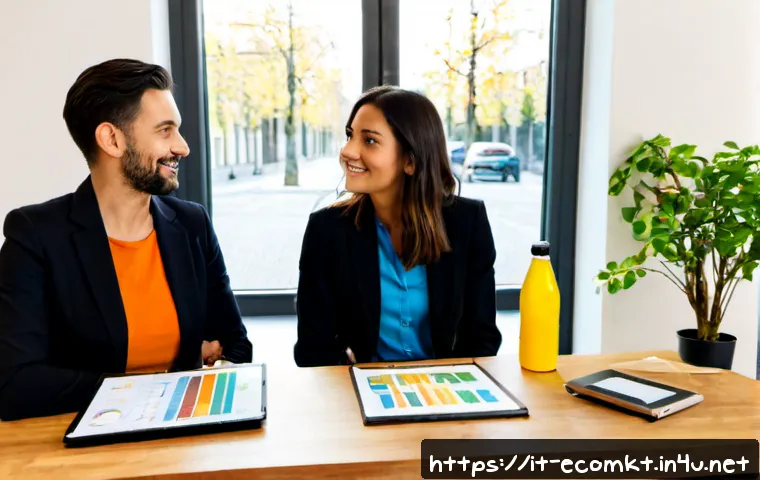 친환경 마케터 취업의 장점과 단점 - Photorealistic Italian sustainability marketing professional in a bright modern Milan office, confid...